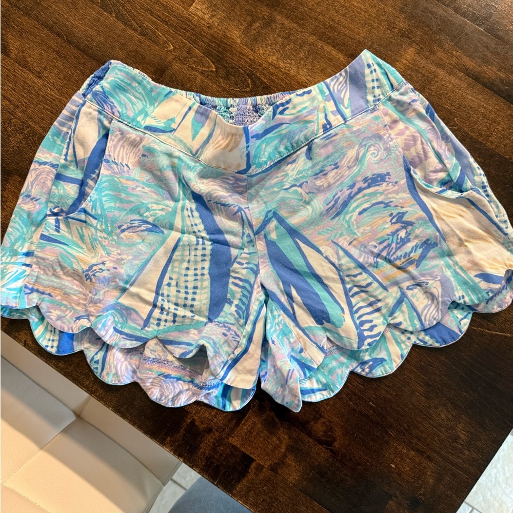 Lilly Pulitzer Blue and Purple Scalloped Shorts